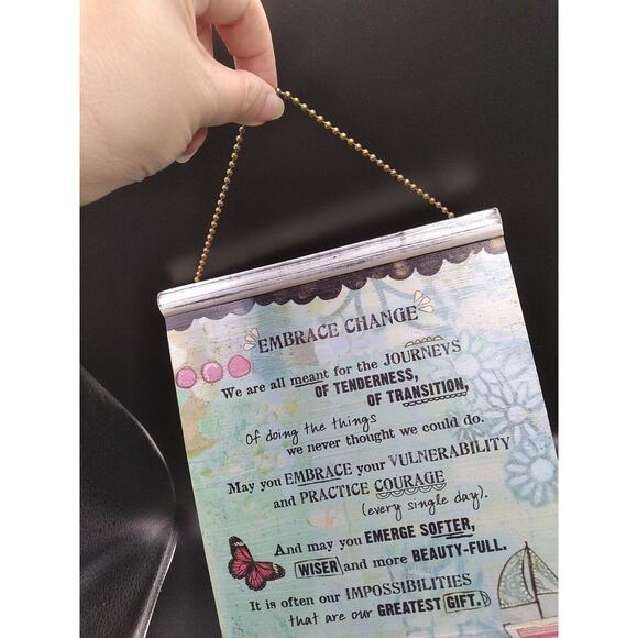 2014 Kelle Rae Roberts Embrace Change Wall Hanging Plaque 9.5 In X 7 In Wood - Picture 8 of 8